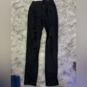 Encore Jeans Black Distressed Skinny Jeans